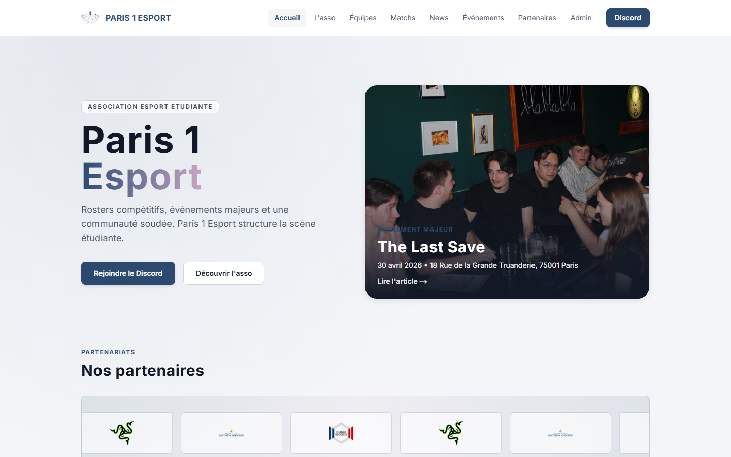 Capture de Site de Paris 1 Esport
